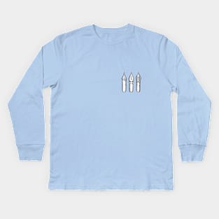 Dip Pen Nibs (Lake Blue and White) Kids Long Sleeve T-Shirt